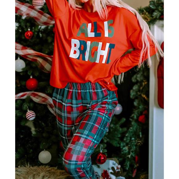 NEW LIAM & COMPANY all is bright christmas pajama set in multicolor - Picture 5 of 5